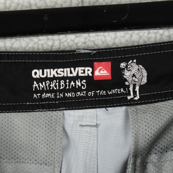 Quiksilver Amphibians Shorts Mens 34 Blue Plaid Hybrid Classic Retro Swim - Picture 9 of 10